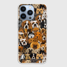 Чехол для iPhone 13 Pro с принтом Собаки в Екатеринбурге,  |  | бульдог | вельшкорги | весёлые | гончая | графика | далматинец | добрые | домашние | животные | иллюстрация | картинка | кинолог | коллаж | колли | лайка | мастиф | мода | молодежная | п | пемброк