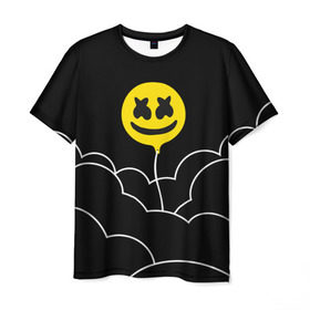 Мужская футболка 3D с принтом MARSHMELLO - HAPPIER в Екатеринбурге, 100% полиэфир | прямой крой, круглый вырез горловины, длина до линии бедер | happier | marsh | marshmallow | marshmello | marshmelo | mello | music | smile | диджей | лого | маршмеллов | маршмеллоу | маршмеллу | маршмело | маршмелов | маршмелоу | музыка | музыкант | трэп | улыбка | хаус