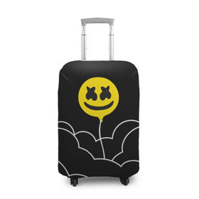 Чехол для чемодана 3D с принтом MARSHMELLO - HAPPIER в Екатеринбурге, 86% полиэфир, 14% спандекс | двустороннее нанесение принта, прорези для ручек и колес | happier | marsh | marshmallow | marshmello | marshmelo | mello | music | smile | диджей | лого | маршмеллов | маршмеллоу | маршмеллу | маршмело | маршмелов | маршмелоу | музыка | музыкант | трэп | улыбка | хаус