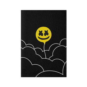 Обложка для паспорта матовая кожа с принтом MARSHMELLO - HAPPIER в Екатеринбурге, натуральная матовая кожа | размер 19,3 х 13,7 см; прозрачные пластиковые крепления | happier | marsh | marshmallow | marshmello | marshmelo | mello | music | smile | диджей | лого | маршмеллов | маршмеллоу | маршмеллу | маршмело | маршмелов | маршмелоу | музыка | музыкант | трэп | улыбка | хаус