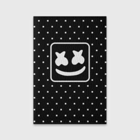 Обложка для паспорта матовая кожа с принтом MARSHMELLO в Екатеринбурге, натуральная матовая кожа | размер 19,3 х 13,7 см; прозрачные пластиковые крепления | Тематика изображения на принте: marsh | marshmallow | marshmello | marshmelo | mello | music | smile | диджей | лого | маршмеллов | маршмеллоу | маршмеллу | маршмело | маршмелов | маршмелоу | музыка | музыкант | рожица | трэп | улыбка | хаус