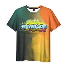 Мужская футболка 3D с принтом beyblade логотип в Екатеринбурге, 100% полиэфир | прямой крой, круглый вырез горловины, длина до линии бедер | beyblade | beyblade burst | tomy beyblade | бейблэйд бердс | бейблэйд берст
