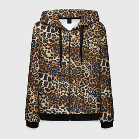 Мужская толстовка 3D на молнии с принтом Леопард в Екатеринбурге, 100% полиэстер | длина до линии бедра, манжеты и пояс оформлены мягкой тканевой резинкой, двухслойный капюшон со шнурком для регулировки, спереди молния, по бокам два кармана | camouflage | cat | disguise | fashion | illustration | jungle | leopard | predator | skin | spots | style | wild | youth | графика | джунгли | дикий | иллюстрация | камуфляж | картинка | кошка | леопард | маскировка | мода | молодежная | пятна | рисунок |