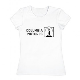 Женская футболка хлопок с принтом Columbia Pictures в Екатеринбурге, 100% хлопок | прямой крой, круглый вырез горловины, длина до линии бедер, слегка спущенное плечо | 
