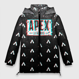 Женская зимняя куртка 3D с принтом APEX LEGENDS GLITCH в Екатеринбурге, верх — 100% полиэстер; подкладка — 100% полиэстер; утеплитель — 100% полиэстер | длина ниже бедра, силуэт Оверсайз. Есть воротник-стойка, отстегивающийся капюшон и ветрозащитная планка. 

Боковые карманы с листочкой на кнопках и внутренний карман на молнии | Тематика изображения на принте: apex legends | apex legends battle. | apex legends engine | apex legends origin | apex legends игра | titanfall apex legends