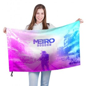 Флаг 3D с принтом METRO: EXODUS в Екатеринбурге, 100% полиэстер | плотность ткани — 95 г/м2, размер — 67 х 109 см. Принт наносится с одной стороны | 