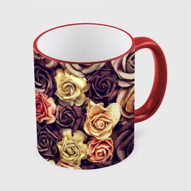 Кружка 3D с принтом Шоколадные розы в Екатеринбурге, керамика | ёмкость 330 мл | бабушке | девочке | девушке | дочке | желтые цветы | женщине | маме | подруге | природа | розовые цветы | розы | сестре | теще | тюльпаны | цветы