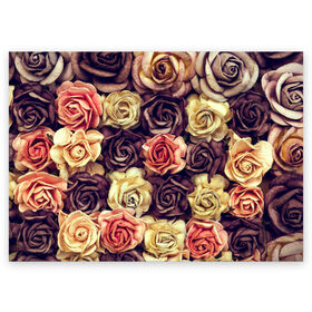 Поздравительная открытка с принтом Шоколадные розы в Екатеринбурге, 100% бумага | плотность бумаги 280 г/м2, матовая, на обратной стороне линовка и место для марки
 | Тематика изображения на принте: бабушке | девочке | девушке | дочке | желтые цветы | женщине | маме | подруге | природа | розовые цветы | розы | сестре | теще | тюльпаны | цветы