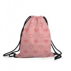 Рюкзак-мешок 3D с принтом Hearts (pink) в Екатеринбурге, 100% полиэстер | плотность ткани — 200 г/м2, размер — 35 х 45 см; лямки — толстые шнурки, застежка на шнуровке, без карманов и подкладки | 