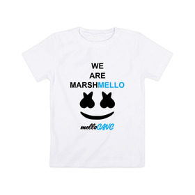 Детская футболка хлопок с принтом Marshmello (MELLOGANG) в Екатеринбурге, 100% хлопок | круглый вырез горловины, полуприлегающий силуэт, длина до линии бедер | christopher comstock | dj | marshmello | mellogang | music | диджей | клубная музыка | клубняк | крис комсток | логотип | маршмеллоу | музыка