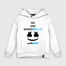 Детское худи Oversize хлопок с принтом Marshmello (MELLOGANG)  в Екатеринбурге, френч-терри — 70% хлопок, 30% полиэстер. Мягкий теплый начес внутри —100% хлопок | боковые карманы, эластичные манжеты и нижняя кромка, капюшон на магнитной кнопке | Тематика изображения на принте: christopher comstock | dj | marshmello | mellogang | music | диджей | клубная музыка | клубняк | крис комсток | логотип | маршмеллоу | музыка