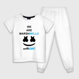 Детская пижама хлопок с принтом Marshmello (MELLOGANG) в Екатеринбурге, 100% хлопок |  брюки и футболка прямого кроя, без карманов, на брюках мягкая резинка на поясе и по низу штанин
 | Тематика изображения на принте: christopher comstock | dj | marshmello | mellogang | music | диджей | клубная музыка | клубняк | крис комсток | логотип | маршмеллоу | музыка