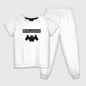Детская пижама хлопок с принтом MELLOGANG (MARSHMELLO) в Екатеринбурге, 100% хлопок |  брюки и футболка прямого кроя, без карманов, на брюках мягкая резинка на поясе и по низу штанин
 | Тематика изображения на принте: 