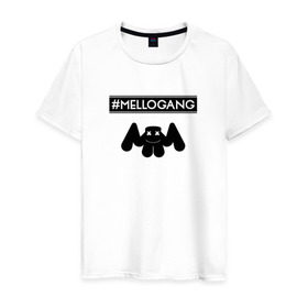 Мужская футболка хлопок с принтом MELLOGANG (MARSHMELLO) в Екатеринбурге, 100% хлопок | прямой крой, круглый вырез горловины, длина до линии бедер, слегка спущенное плечо. | 