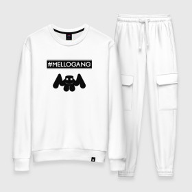 Женский костюм хлопок с принтом MELLOGANG (MARSHMELLO) в Екатеринбурге, 100% хлопок | на свитшоте круглая горловина, мягкая резинка по низу. Брюки заужены к низу, на них два вида карманов: два 