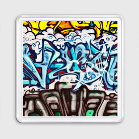 Магнит 55*55 с принтом Graffiti в Екатеринбурге, Пластик | Размер: 65*65 мм; Размер печати: 55*55 мм | grafity | paint | street art | urban | город | граффити | искусство | кирпичи | краски | рисунки | стена | улицы | уличное искусство