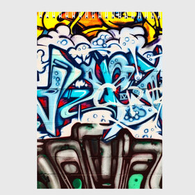 Скетчбук с принтом Graffiti в Екатеринбурге, 100% бумага
 | 48 листов, плотность листов — 100 г/м2, плотность картонной обложки — 250 г/м2. Листы скреплены сверху удобной пружинной спиралью | grafity | paint | street art | urban | город | граффити | искусство | кирпичи | краски | рисунки | стена | улицы | уличное искусство