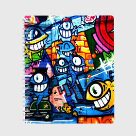 Тетрадь с принтом GRAFFITI EXCLUSIVE в Екатеринбурге, 100% бумага | 48 листов, плотность листов — 60 г/м2, плотность картонной обложки — 250 г/м2. Листы скреплены сбоку удобной пружинной спиралью. Уголки страниц и обложки скругленные. Цвет линий — светло-серый
 | grafity | paint | street art | urban | город | граффити | искусство | кирпичи | краски | рисунки | стена | улицы | уличное искусство