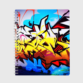 Тетрадь с принтом Неоновые надписи в Екатеринбурге, 100% бумага | 48 листов, плотность листов — 60 г/м2, плотность картонной обложки — 250 г/м2. Листы скреплены сбоку удобной пружинной спиралью. Уголки страниц и обложки скругленные. Цвет линий — светло-серый
 | grafity | paint | street art | urban | город | граффити | искусство | кирпичи | краски | рисунки | стена | улицы | уличное искусство