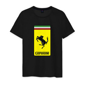 Мужская футболка хлопок с принтом Corleone Ferrari в Екатеринбурге, 100% хлопок | прямой крой, круглый вырез горловины, длина до линии бедер, слегка спущенное плечо. | 