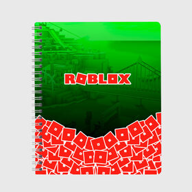 Тетрадь с принтом ROBLOX в Екатеринбурге, 100% бумага | 48 листов, плотность листов — 60 г/м2, плотность картонной обложки — 250 г/м2. Листы скреплены сбоку удобной пружинной спиралью. Уголки страниц и обложки скругленные. Цвет линий — светло-серый
 | Тематика изображения на принте: roblox | roblox com | roblox gaming | roblox simulator | роблокс | роблокс roblox.