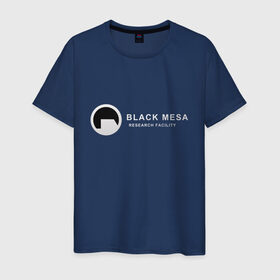 Мужская футболка хлопок с принтом Black mesa logo в Екатеринбурге, 100% хлопок | прямой крой, круглый вырез горловины, длина до линии бедер, слегка спущенное плечо. | Тематика изображения на принте: black mesa | black mesa logo | research facility