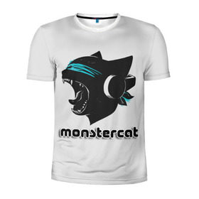 Мужская футболка 3D спортивная с принтом Monstercat в Екатеринбурге, 100% полиэстер с улучшенными характеристиками | приталенный силуэт, круглая горловина, широкие плечи, сужается к линии бедра | monstercat | клуб | клубная музыка | кот | котенок | кошка | лейбл | монстар | монстар кет | монстер | музыка | танцевальная музыка | электронная | электронная музыка