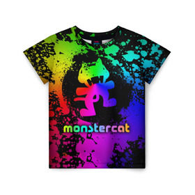Детская футболка 3D с принтом Monstercat в Екатеринбурге, 100% гипоаллергенный полиэфир | прямой крой, круглый вырез горловины, длина до линии бедер, чуть спущенное плечо, ткань немного тянется | Тематика изображения на принте: monstercat | клуб | клубная музыка | кот | котенок | кошка | лейбл | монстар | монстар кет | монстер | музыка | танцевальная музыка | электронная | электронная музыка