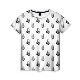 Женская футболка 3D с принтом Достоевский в Екатеринбурге, 100% полиэфир ( синтетическое хлопкоподобное полотно) | прямой крой, круглый вырез горловины, длина до линии бедер | 