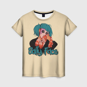 Женская футболка 3D с принтом Sally Face в Екатеринбурге, 100% полиэфир ( синтетическое хлопкоподобное полотно) | прямой крой, круглый вырез горловины, длина до линии бедер | sally face | загадка | лицо | протез | салли фейс | соседи | странные | тайна | ужас | фишер