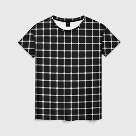 Женская футболка 3D с принтом Неуловимые серый точки в Екатеринбурге, 100% полиэфир ( синтетическое хлопкоподобное полотно) | прямой крой, круглый вырез горловины, длина до линии бедер | иллюзия | кажется | квадраты | клетка | круги | линии | полосы | сетка | точки | ячейка