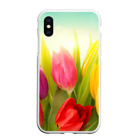 Чехол для iPhone XS Max матовый с принтом Тюльпаны в Екатеринбурге, Силикон | Область печати: задняя сторона чехла, без боковых панелей | бабушке | девочке | девушке | дочке | желтые цветы | женщине | маме | подруге | природа | розовые цветы | розы | сестре | теще | тюльпаны | цветы