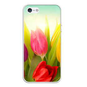 Чехол для iPhone 5/5S матовый с принтом Тюльпаны в Екатеринбурге, Силикон | Область печати: задняя сторона чехла, без боковых панелей | бабушке | девочке | девушке | дочке | желтые цветы | женщине | маме | подруге | природа | розовые цветы | розы | сестре | теще | тюльпаны | цветы
