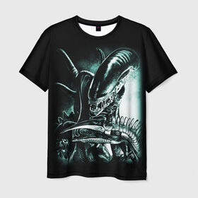 Мужская футболка 3D с принтом Чужой в Екатеринбурге, 100% полиэфир | прямой крой, круглый вырез горловины, длина до линии бедер | alien | aliens | xenomorph | ксеноморф | монстры | ужасы | чужие | чужой