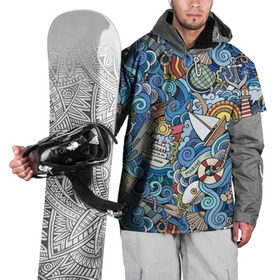 Накидка на куртку 3D с принтом Морской коллаж в Екатеринбурге, 100% полиэстер |  | mari | весло | волны | галька | графика | детский | иллюстрация | канат | карта | картинка | коллаж | компас | корабль | маяк | мода | море | морской | облако | океан | птица | рисунок | рыбы | солнце | стиль