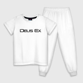 Детская пижама хлопок с принтом DEUS EX в Екатеринбурге, 100% хлопок |  брюки и футболка прямого кроя, без карманов, на брюках мягкая резинка на поясе и по низу штанин
 | Тематика изображения на принте: cyberpunk | deus ex | future | game | будущ | игра | киберпанк