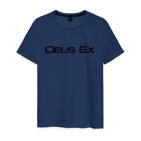 Мужская футболка хлопок с принтом DEUS EX в Екатеринбурге, 100% хлопок | прямой крой, круглый вырез горловины, длина до линии бедер, слегка спущенное плечо. | cyberpunk | deus ex | future | game | будущ | игра | киберпанк