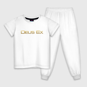 Детская пижама хлопок с принтом DEUS EX в Екатеринбурге, 100% хлопок |  брюки и футболка прямого кроя, без карманов, на брюках мягкая резинка на поясе и по низу штанин
 | cyberpunk | deus ex | future | game | будущ | игра | киберпанк