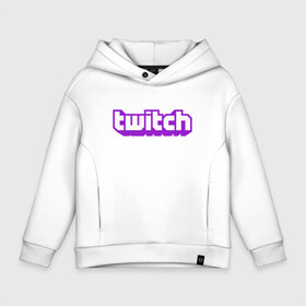 Детское худи Oversize хлопок с принтом Twitch Logo  в Екатеринбурге, френч-терри — 70% хлопок, 30% полиэстер. Мягкий теплый начес внутри —100% хлопок | боковые карманы, эластичные манжеты и нижняя кромка, капюшон на магнитной кнопке | game | gamer | logo | twitch | twitties | игры | логотип | стрим | твитч