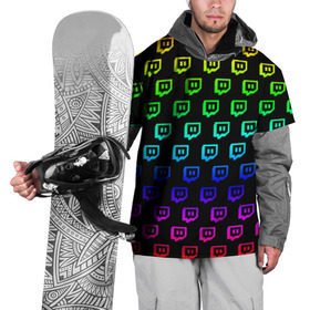 Накидка на куртку 3D с принтом Twitch в Екатеринбурге, 100% полиэстер |  | Тематика изображения на принте: game | gamer | logo | twitch | twitties | градиент | игры | логотип | стрим | твитч | текстура