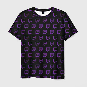 Мужская футболка 3D с принтом Twitch в Екатеринбурге, 100% полиэфир | прямой крой, круглый вырез горловины, длина до линии бедер | Тематика изображения на принте: amazon | twitch | мерч | паттерн | стрим | твич