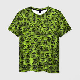 Мужская футболка 3D с принтом Газовая атака в Екатеринбурге, 100% полиэфир | прямой крой, круглый вырез горловины, длина до линии бедер | газ | зеленый | маска | паттрен | противогаз | радиация | распиратор | толпа | химия