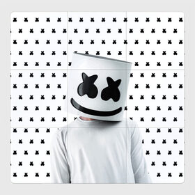 Магнитный плакат 3Х3 с принтом MARSHMELLO White в Екатеринбурге, Полимерный материал с магнитным слоем | 9 деталей размером 9*9 см | marsh | marshmallow | marshmello | marshmelo | mello | music | smile | диджей | лого | маршмеллов | маршмеллоу | маршмеллу | маршмело | маршмелов | маршмелоу | музыка | музыкант | рожица | трэп | улыбка | хаус