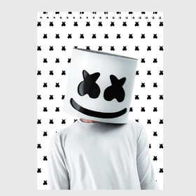 Скетчбук с принтом MARSHMELLO White в Екатеринбурге, 100% бумага
 | 48 листов, плотность листов — 100 г/м2, плотность картонной обложки — 250 г/м2. Листы скреплены сверху удобной пружинной спиралью | marsh | marshmallow | marshmello | marshmelo | mello | music | smile | диджей | лого | маршмеллов | маршмеллоу | маршмеллу | маршмело | маршмелов | маршмелоу | музыка | музыкант | рожица | трэп | улыбка | хаус