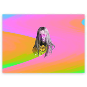 Поздравительная открытка с принтом Billie Eilish в Екатеринбурге, 100% бумага | плотность бумаги 280 г/м2, матовая, на обратной стороне линовка и место для марки
 | billie eilish | lovely | music | ocean eyes | pop | билли айлиш | девушка | музыка | океан | поп | эйлиш | элиш