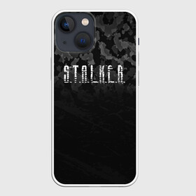 Чехол для iPhone 13 mini с принтом S.T.A.L.K.E.R. в Екатеринбурге,  |  | Тематика изображения на принте: anomaly | bandit | chernobyl | logo | pripyat | shadow of chernobyl | stalker | stalker 2 | zone | аномалия | бандиты | зона | лого | меченый | припять | сталкер | сталкер 2 | тени чернобыля | чернобыль | чистое небо