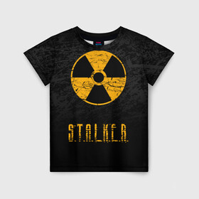 Детская футболка 3D с принтом S.T.A.L.K.E.R. в Екатеринбурге, 100% гипоаллергенный полиэфир | прямой крой, круглый вырез горловины, длина до линии бедер, чуть спущенное плечо, ткань немного тянется | anomaly | bandit | chernobyl | logo | pripyat | shadow of chernobyl | stalker | stalker 2 | zone | аномалия | бандиты | зона | лого | меченый | припять | сталкер | сталкер 2 | тени чернобыля | чернобыль | чистое небо