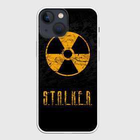 Чехол для iPhone 13 mini с принтом S.T.A.L.K.E.R. в Екатеринбурге,  |  | Тематика изображения на принте: anomaly | bandit | chernobyl | logo | pripyat | shadow of chernobyl | stalker | stalker 2 | zone | аномалия | бандиты | зона | лого | меченый | припять | сталкер | сталкер 2 | тени чернобыля | чернобыль | чистое небо