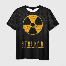 Мужская футболка 3D с принтом S.T.A.L.K.E.R. в Екатеринбурге, 100% полиэфир | прямой крой, круглый вырез горловины, длина до линии бедер | Тематика изображения на принте: anomaly | bandit | chernobyl | logo | pripyat | shadow of chernobyl | stalker | stalker 2 | zone | аномалия | бандиты | зона | лого | меченый | припять | сталкер | сталкер 2 | тени чернобыля | чернобыль | чистое небо