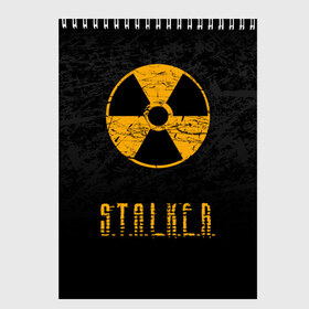 Скетчбук с принтом S T A L K E R в Екатеринбурге, 100% бумага
 | 48 листов, плотность листов — 100 г/м2, плотность картонной обложки — 250 г/м2. Листы скреплены сверху удобной пружинной спиралью | anomaly | bandit | chernobyl | logo | pripyat | shadow of chernobyl | stalker | stalker 2 | zone | аномалия | бандиты | зона | лого | меченый | припять | сталкер | сталкер 2 | тени чернобыля | чернобыль | чистое небо